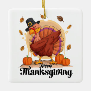 Happy Thanksgiving Ceramic Ornament