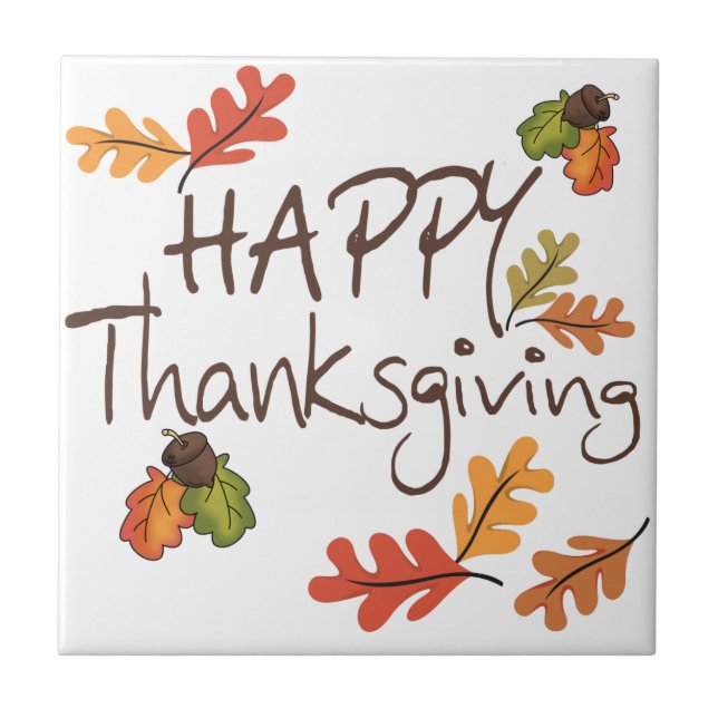Happy Thanksgiving Ceramic Tile (Front)