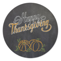 Happy Thanksgiving Chalkboard Pumpkin Stickers