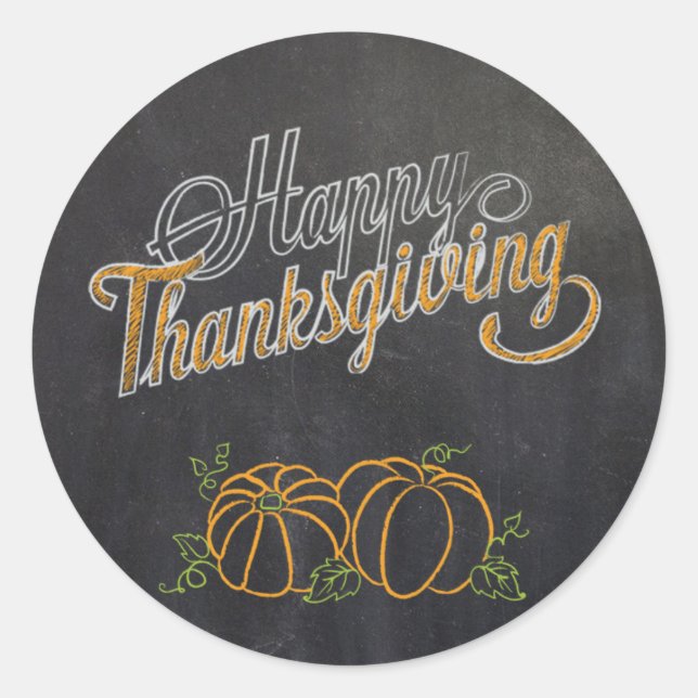 Happy Thanksgiving Chalkboard Pumpkin Stickers (Front)