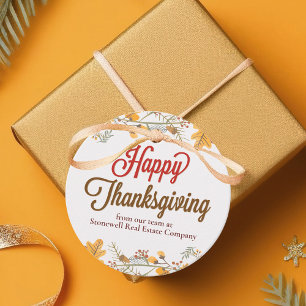 Happy Thanksgiving Chic Fall Leaves Company Party Favor Tags