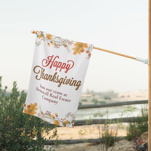 Happy Thanksgiving Chic Fall Leaves Company Party House Flag