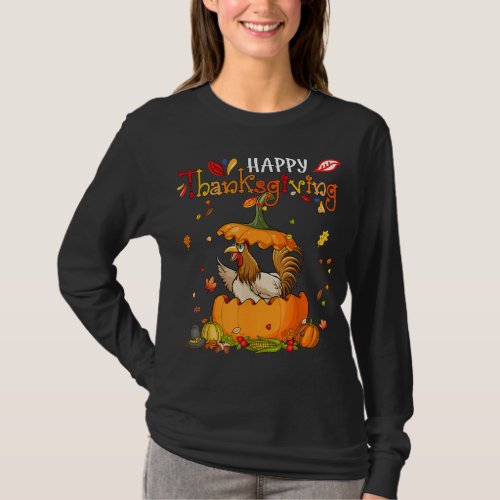 Happy Thanksgiving Chicken Inside Pumpkin Matching T_Shirt