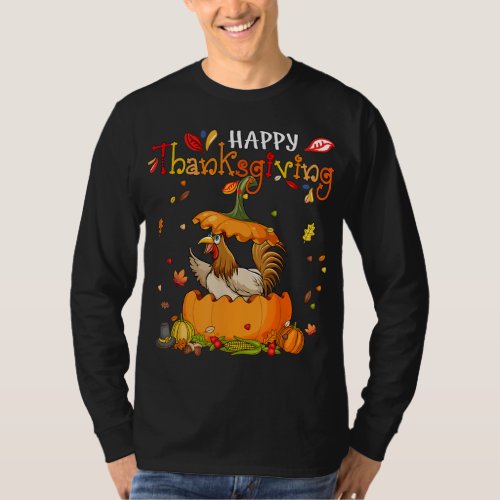 Happy Thanksgiving Chicken Inside Pumpkin Matching T_Shirt