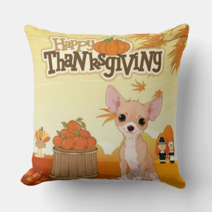 Happy Thanksgiving Chihuahua Throw Pillow