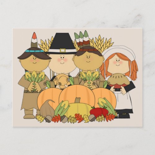 Happy Thanksgiving Children background Holiday Postcard