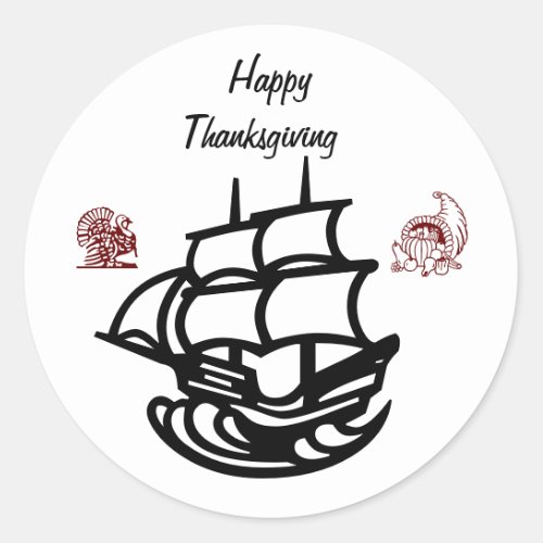 HAPPY THANKSGIVING CLASSIC ROUND STICKER