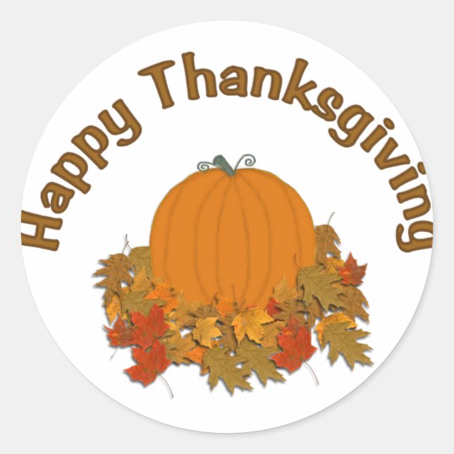 Happy Thanksgiving Classic Round Sticker (Front)