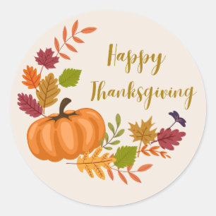 Happy Thanksgiving Classic Round Sticker