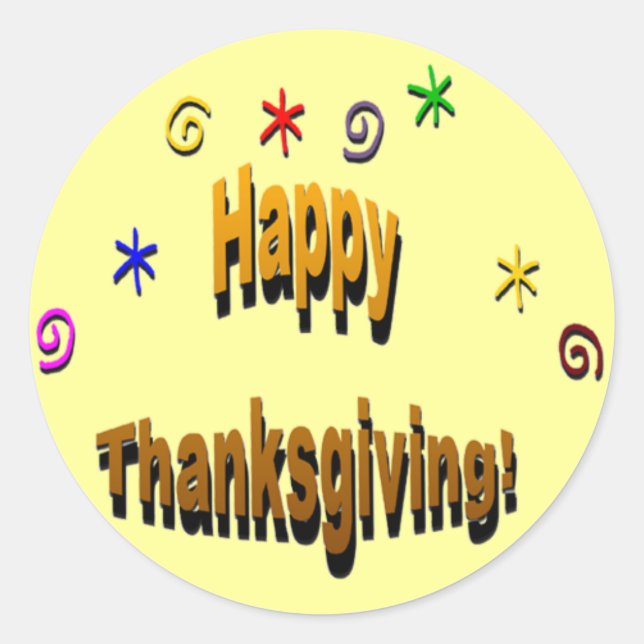 Happy Thanksgiving Classic Round Sticker (Front)