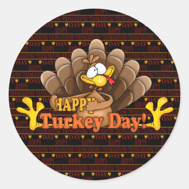 Happy Thanksgiving Classic Round Sticker (Front)