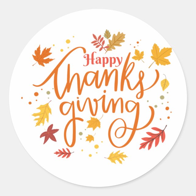 Happy Thanksgiving  Classic Round Sticker (Front)