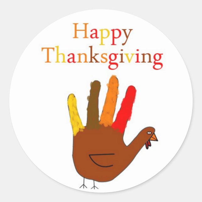 Happy Thanksgiving Classic Round Sticker (Front)