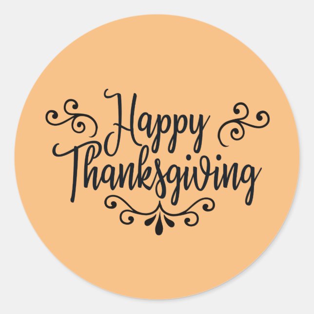 Happy Thanksgiving Classic Round Sticker (Front)
