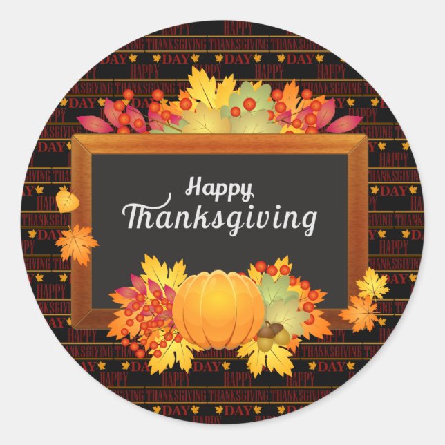 Happy Thanksgiving Classic Round Sticker (Front)