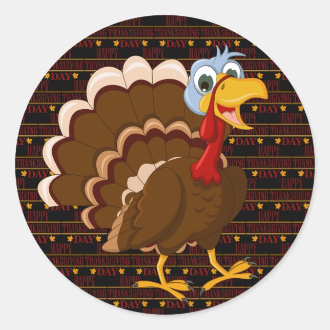 Happy Thanksgiving Classic Round Sticker (Front)