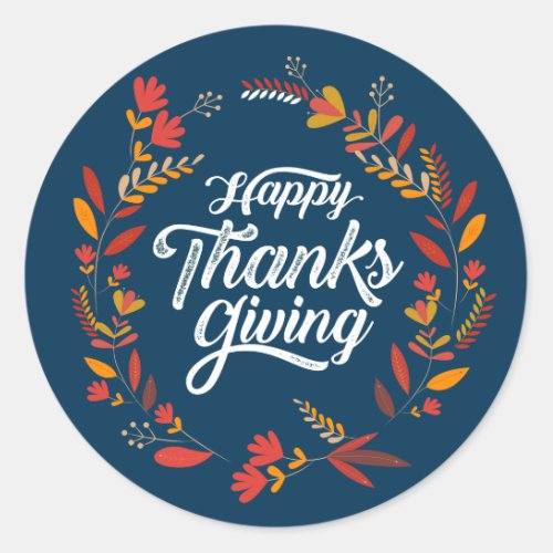 Happy Thanksgiving Classic Round Sticker