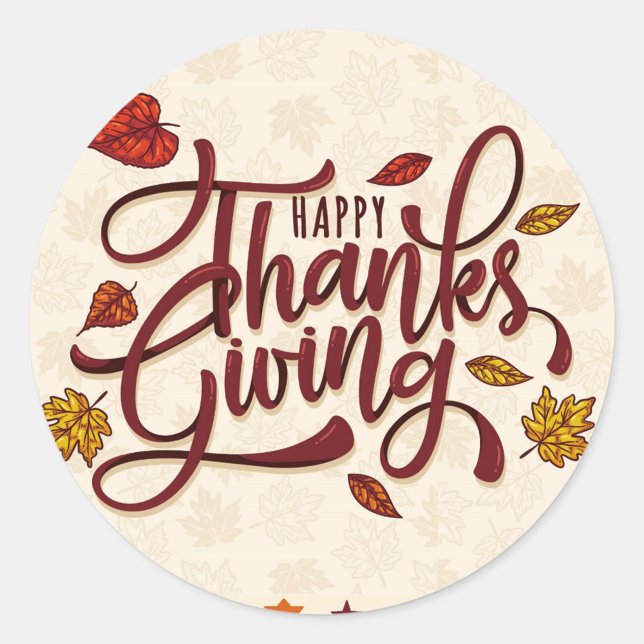 Happy Thanksgiving Classic Round Sticker (Happy Thanksgiving round stickers!)