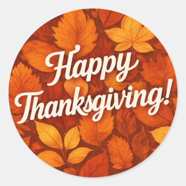 Happy Thanksgiving Classic Round Sticker (Front)