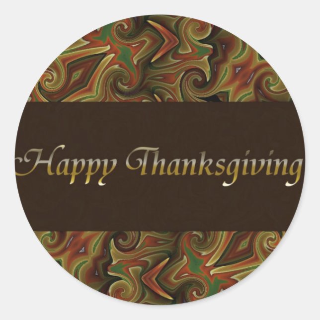 Happy Thanksgiving Classic Round Sticker (Front)