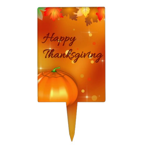 Happy Thanksgiving Colorful Autumn Leaves Cake Topper