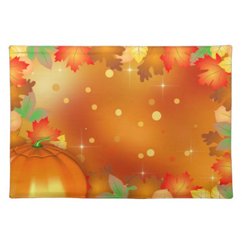 Happy Thanksgiving Colorful Autumn Leaves Cloth Placemat