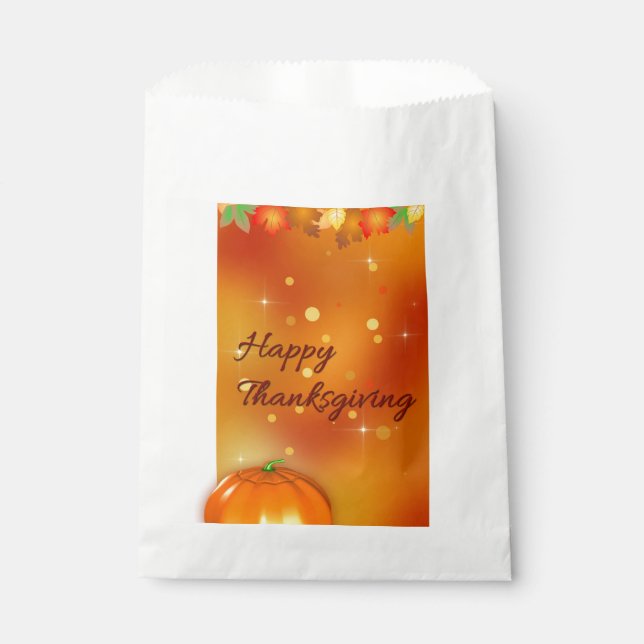 Happy Thanksgiving Colorful Autumn Leaves Favor Bag (Front)