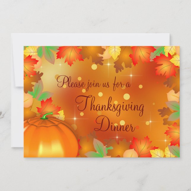 Happy Thanksgiving Colorful Autumn Leaves Invitation (Front)