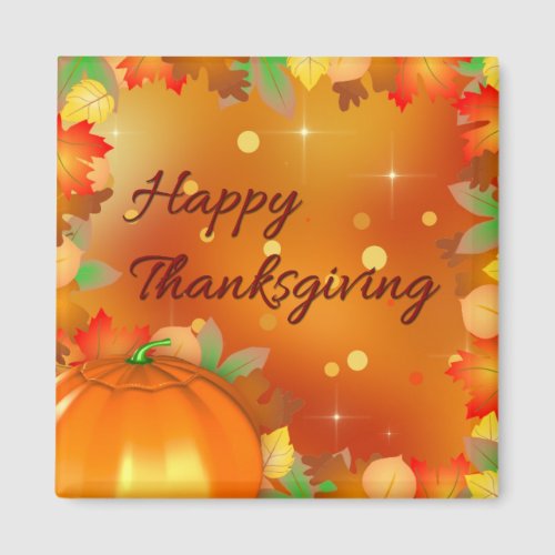 Happy Thanksgiving Colorful Autumn Leaves Magnet