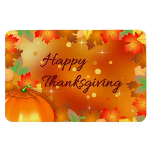 Happy Thanksgiving Colorful Autumn Leaves Magnet