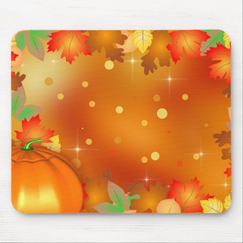 Happy Thanksgiving Colorful Autumn Leaves Mouse Pad