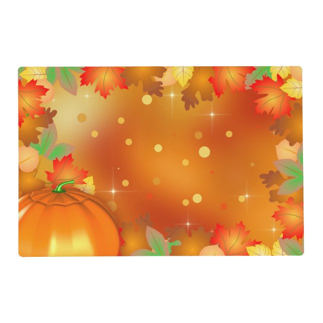 Happy Thanksgiving Colorful Autumn Leaves Placemat (Front)