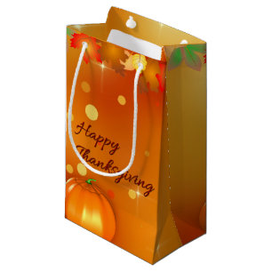 Happy Thanksgiving Colorful Autumn Leaves Small Gift Bag