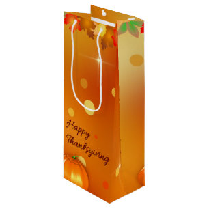 Happy Thanksgiving Colorful Autumn Leaves Wine Gift Bag