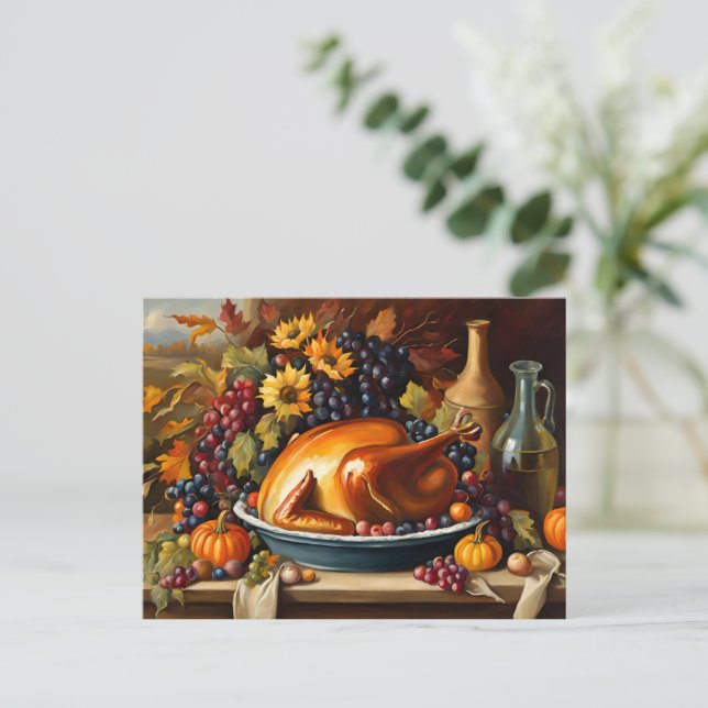 Happy Thanksgiving, colorful celebration, Postcard (Standing Front)