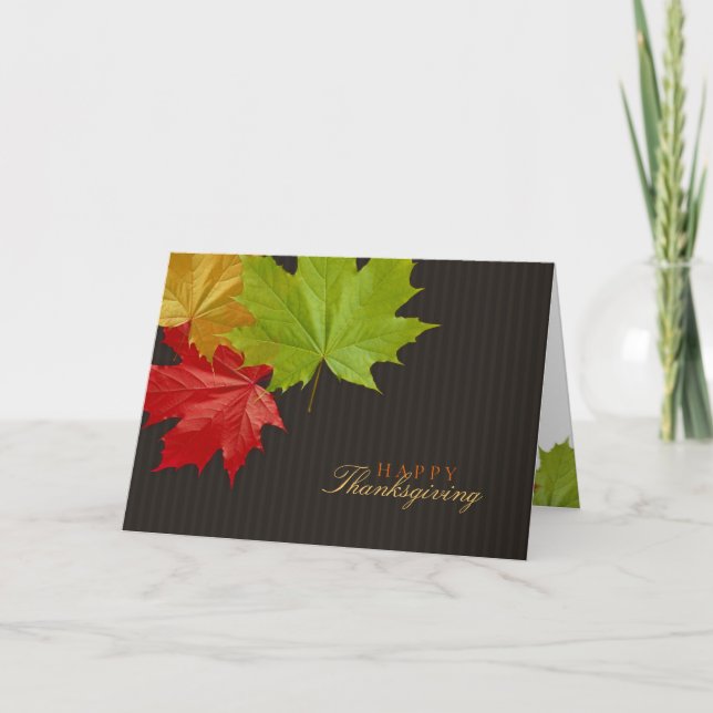 Happy Thanksgiving Colorful Maple Leaves card (Front)