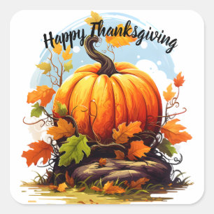 Happy Thanksgiving colorful pumpkin Square Sticker