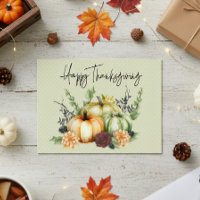 Happy Thanksgiving Colorful Watercolor Pumpkin