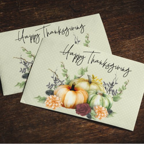 Happy Thanksgiving Colorful Watercolor Pumpkin Postcard