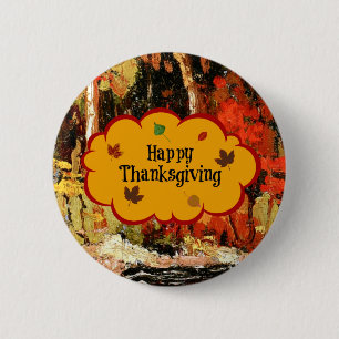 Happy Thanksgiving, Colors of Autumn Button