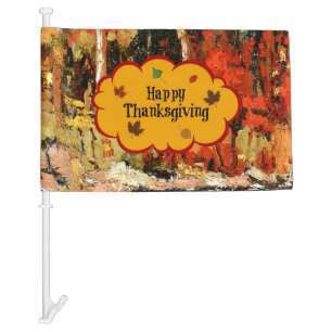 Happy Thanksgiving, colors of autumn, Car Flag