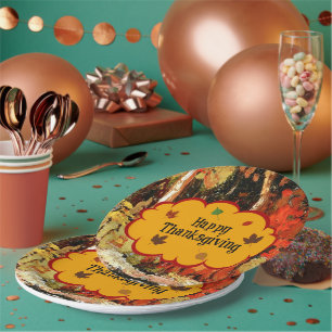 "Happy Thanksgiving," Colors of Autumn, Paper Plates