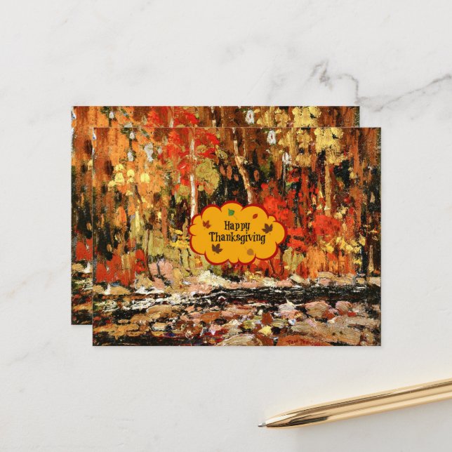 "Happy Thanksgiving," Colors of Autumn, Postcard (Front/Back In Situ)