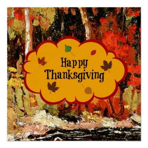 Happy Thanksgiving colors of autumn Poster