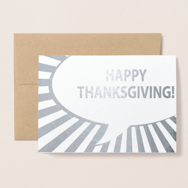 Happy Thanksgiving Comic Bubble Silver Foil Foil Card (Front With Envelope)