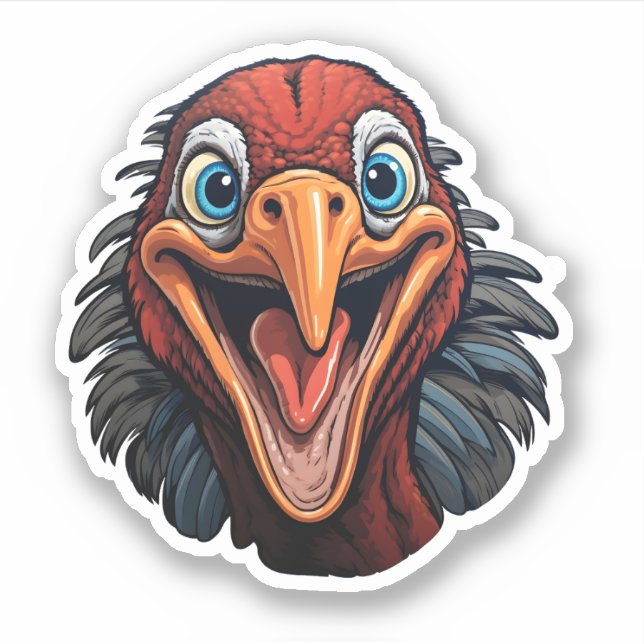 Happy Thanksgiving Cool Cartoon Funny Turkey Face  Sticker (Front)