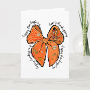 Happy Thanksgiving Coquette Turkey Bow Pumpkin Wom Card