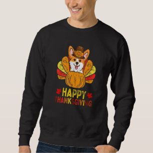 Happy Thanksgiving Corgi Turkey Dog Women Kids Sweatshirt