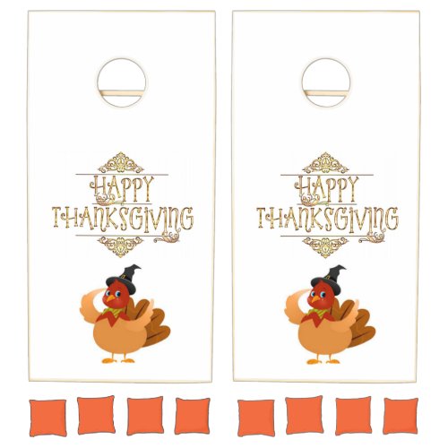 Happy Thanksgiving Cornhole Set Turkey Family Love
