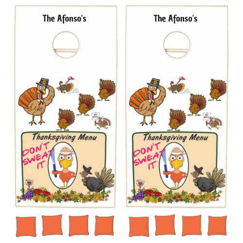 Happy Thanksgiving Cornhole Set Turkey Family Love